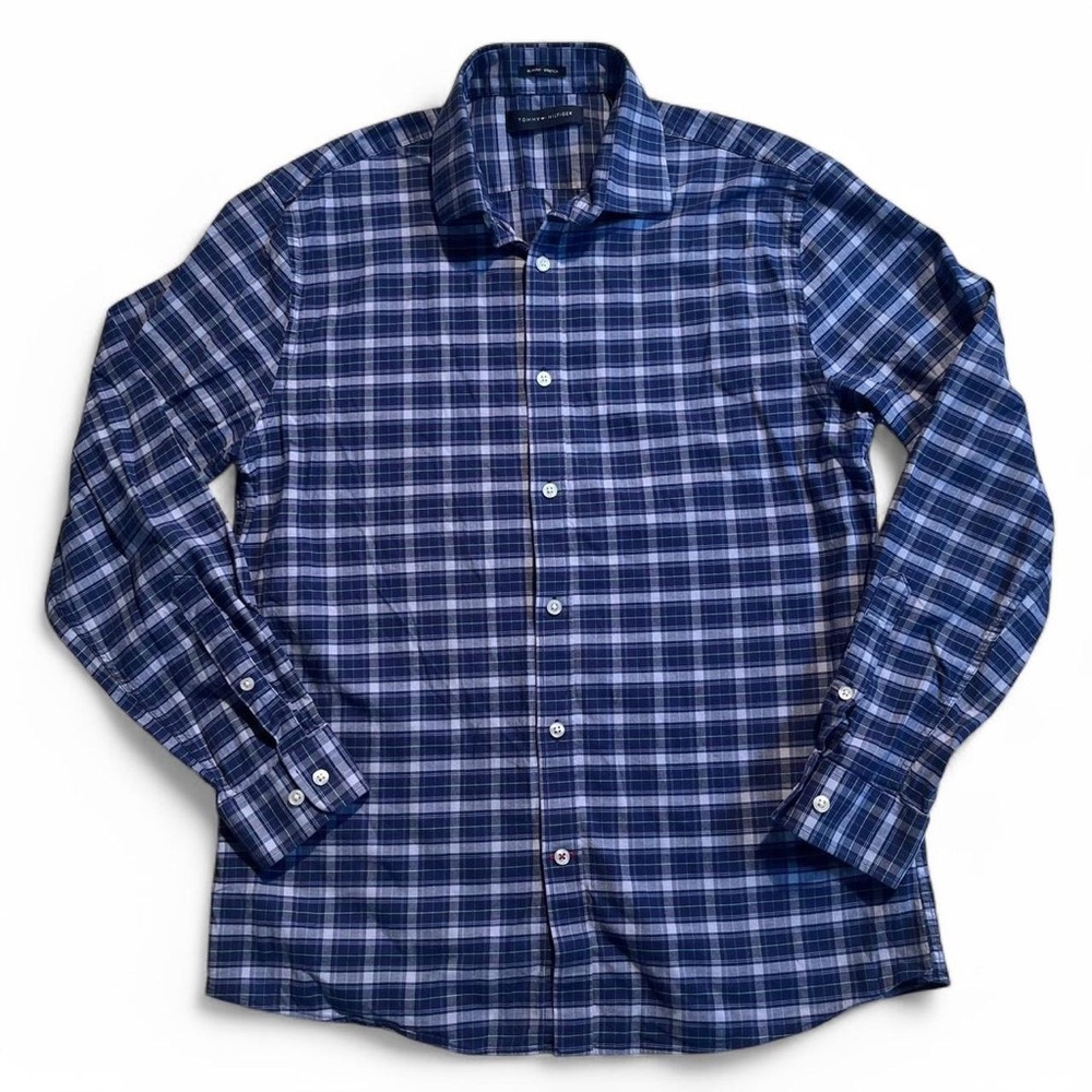 Tommy Hilfiger men’s blue plaid button down - M